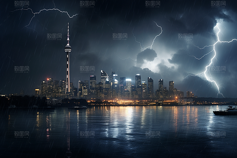 暴雨闪电高清自然现象摄影图