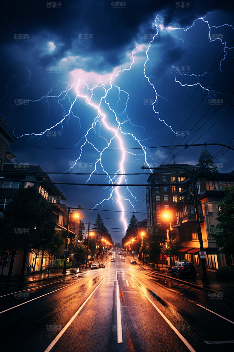 暴雨闪电雷暴电闪雷鸣摄影图