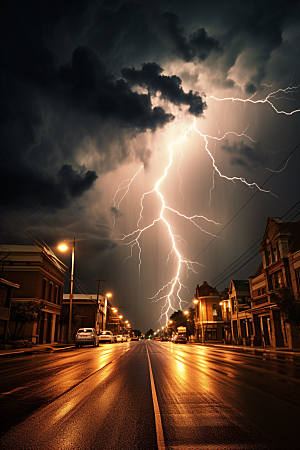 暴雨闪电雷暴高清摄影图