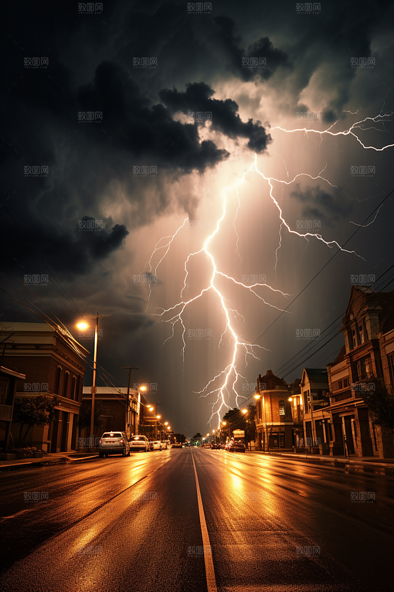 暴雨闪电雷暴高清摄影图
