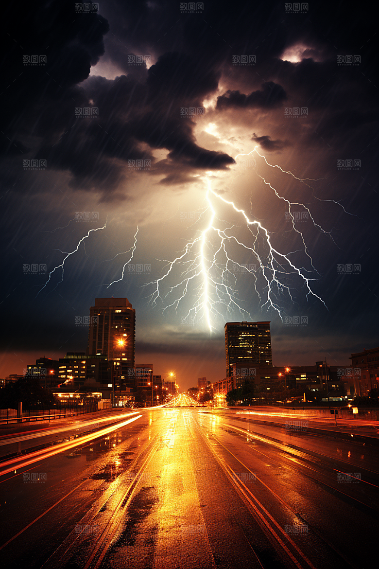 暴雨闪电高清雷暴摄影图