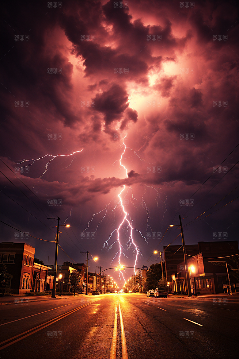 暴雨闪电极端天气雷暴摄影图