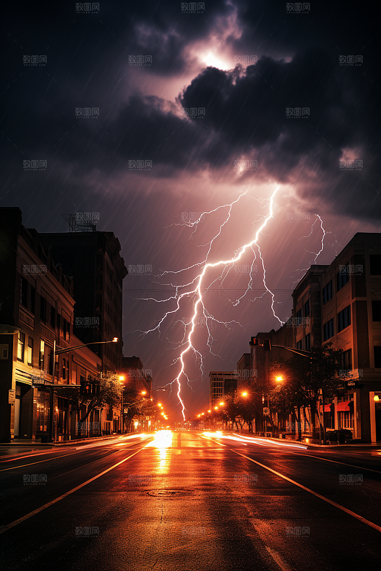 暴雨闪电气象自然现象摄影图