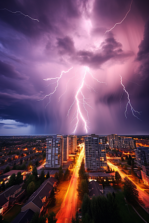 暴雨闪电自然灾害恶劣天气摄影图