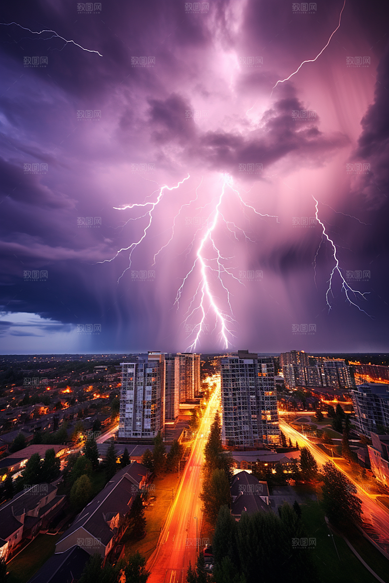 暴雨闪电自然灾害恶劣天气摄影图
