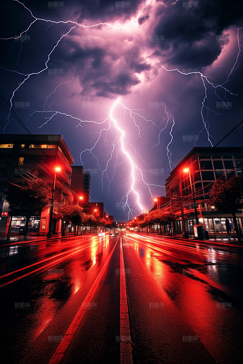 暴雨闪电恶劣天气极端天气摄影图