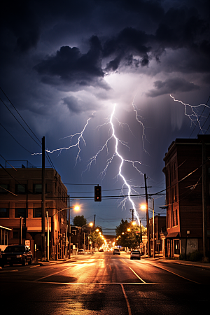 暴雨闪电电闪雷鸣恶劣天气摄影图