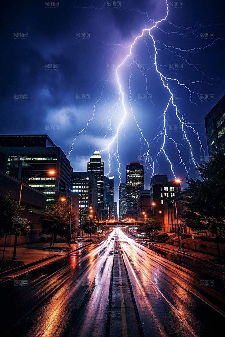 暴雨闪电高清自然灾害摄影图