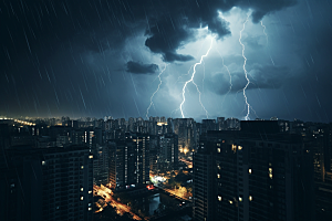 暴雨闪电恶劣天气雷雨摄影图