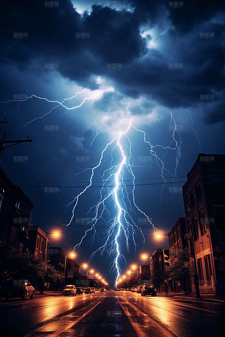 暴雨闪电高清雷暴摄影图