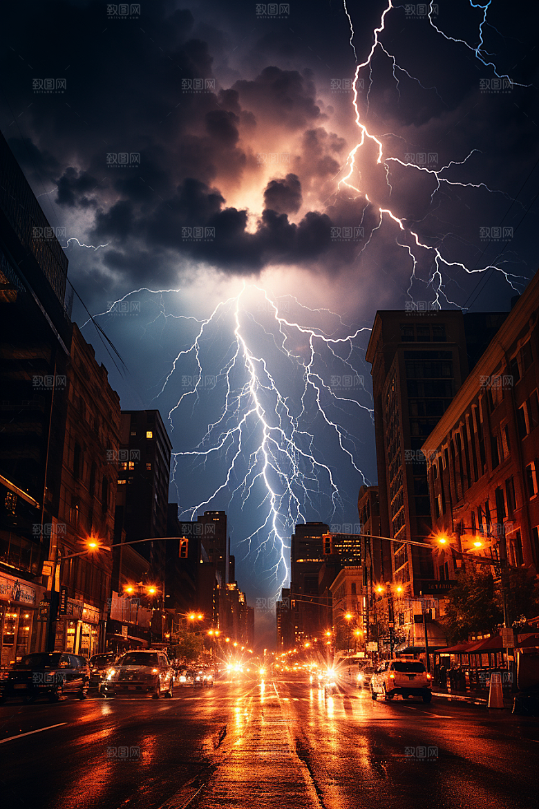 暴雨闪电雷雨高清摄影图
