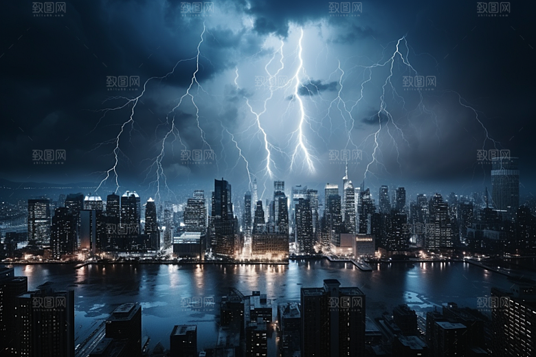 暴雨闪电雷雨雷暴摄影图