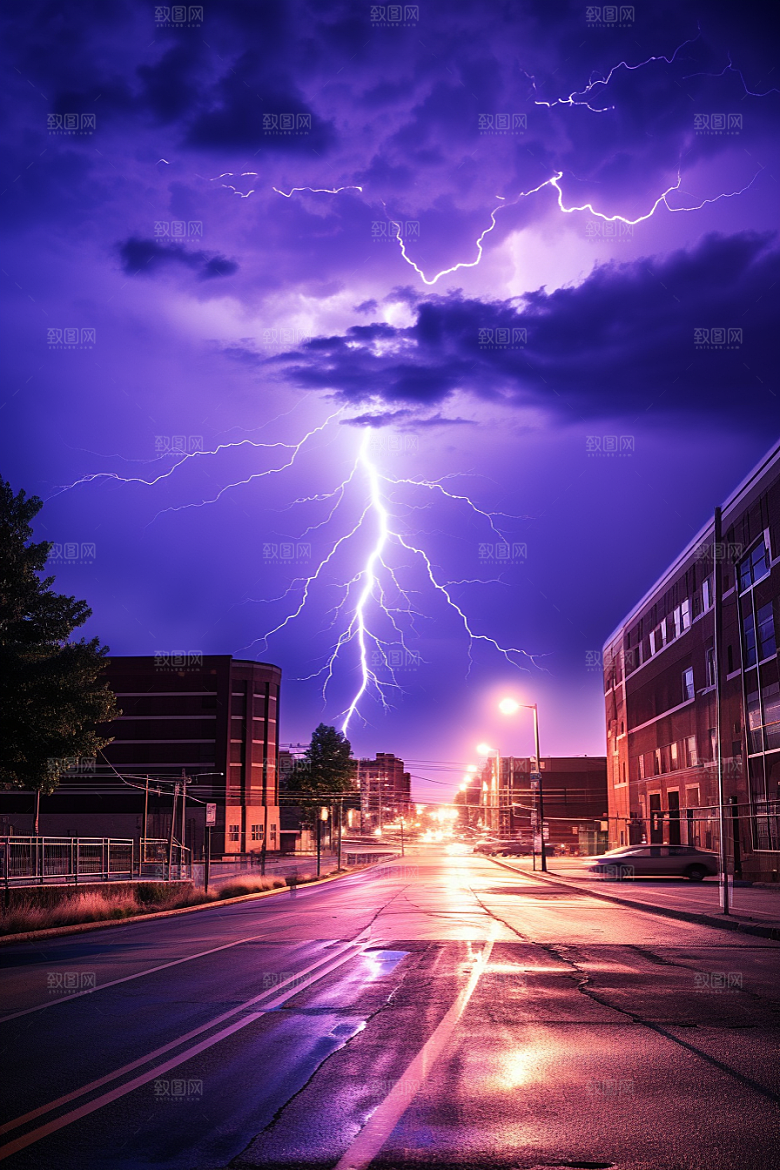 暴雨闪电恶劣天气雷雨摄影图