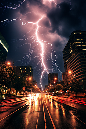 暴雨闪电自然现象自然灾害摄影图