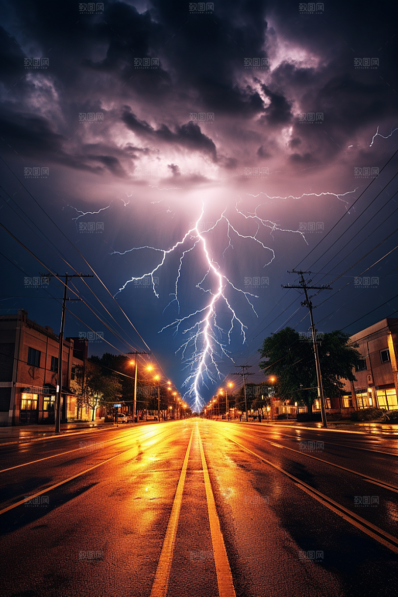 暴雨闪电雷暴雷雨摄影图