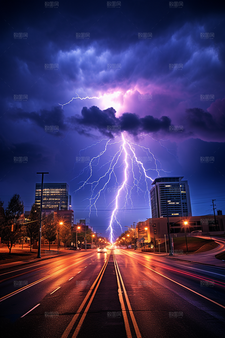 暴雨闪电自然灾害雷雨摄影图