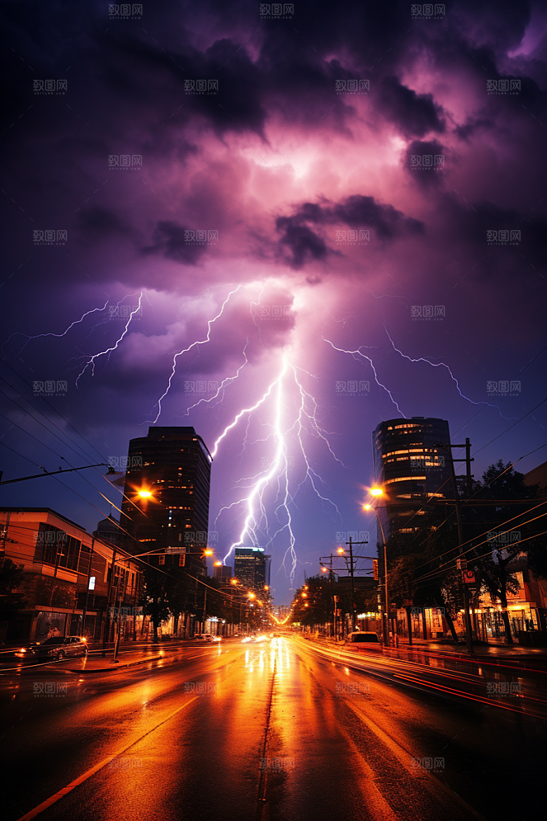 暴雨闪电自然灾害恶劣天气摄影图