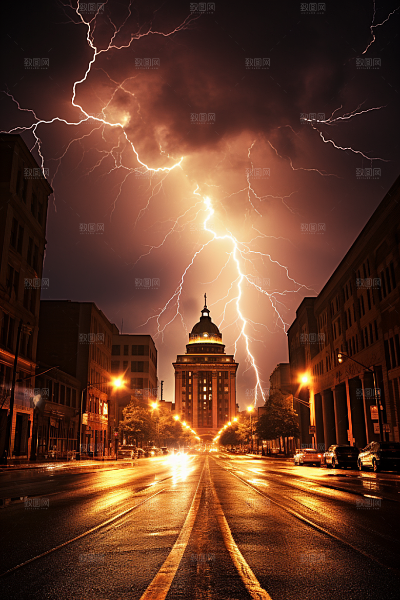 暴雨闪电高清自然现象摄影图