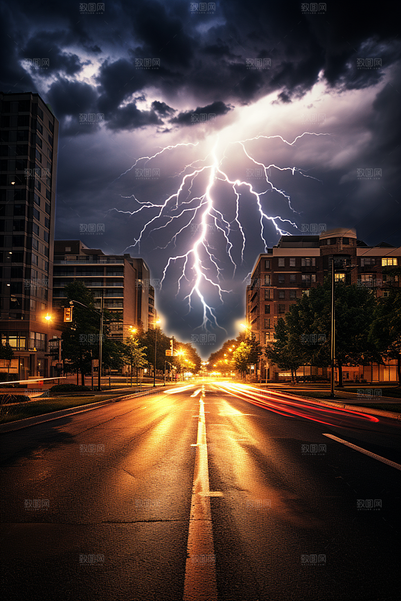 暴雨闪电恶劣天气极端天气摄影图