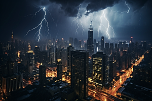 暴雨闪电雷暴电闪雷鸣摄影图