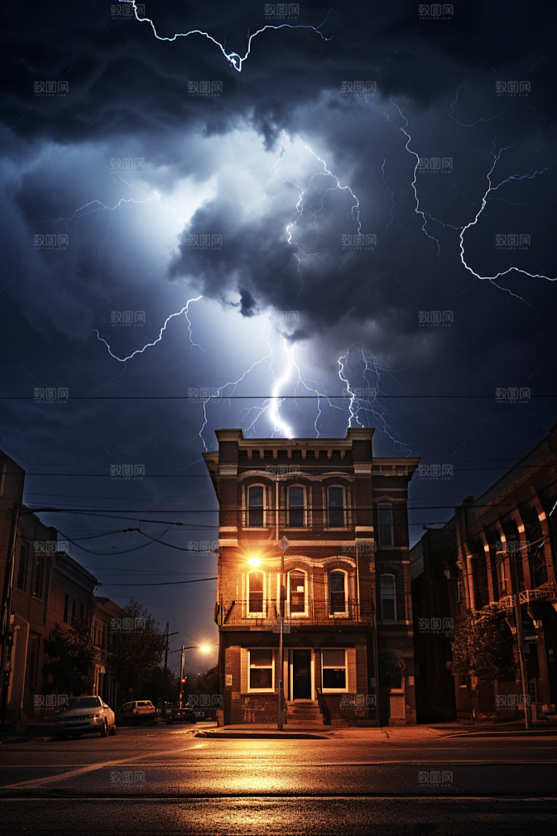 暴雨闪电自然灾害雷雨摄影图