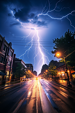 暴雨闪电恶劣天气雷雨摄影图