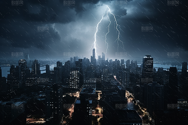 暴雨闪电自然现象雷雨摄影图
