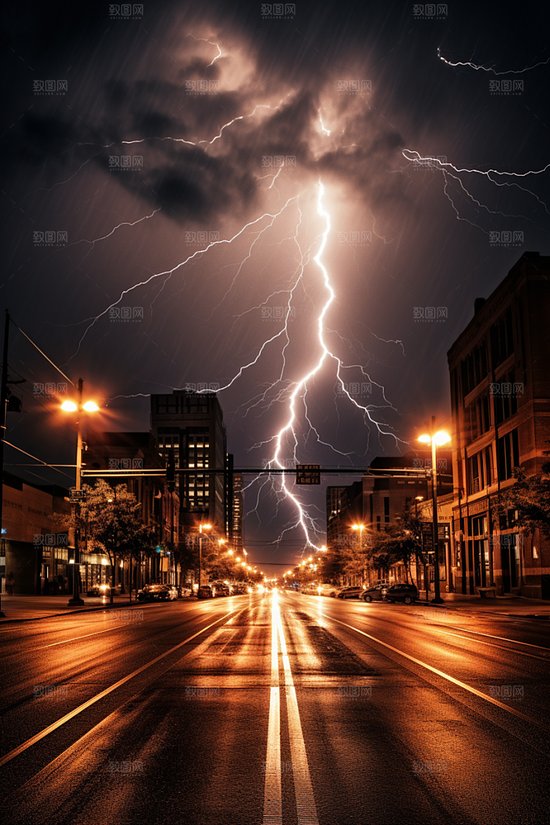 暴雨闪电自然灾害恶劣天气摄影图
