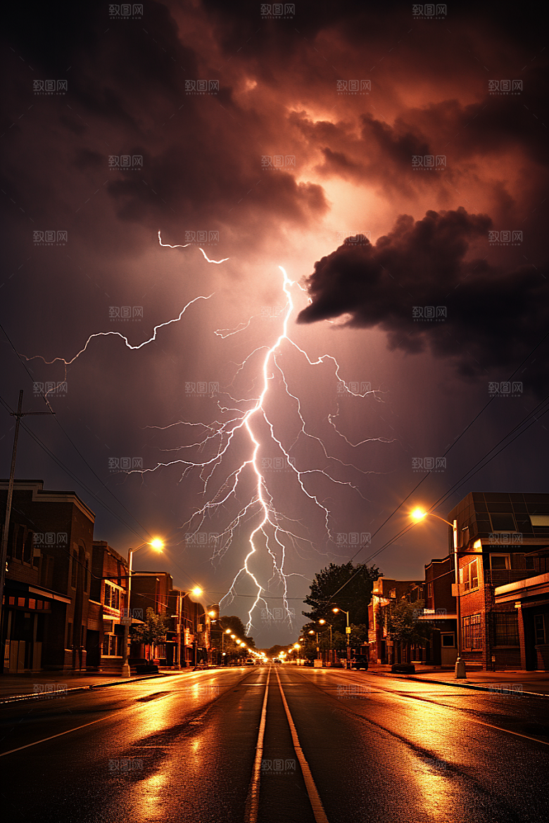 暴雨闪电雷暴高清摄影图
