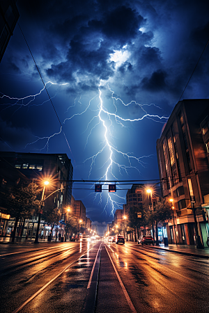 暴雨闪电自然现象雷雨摄影图