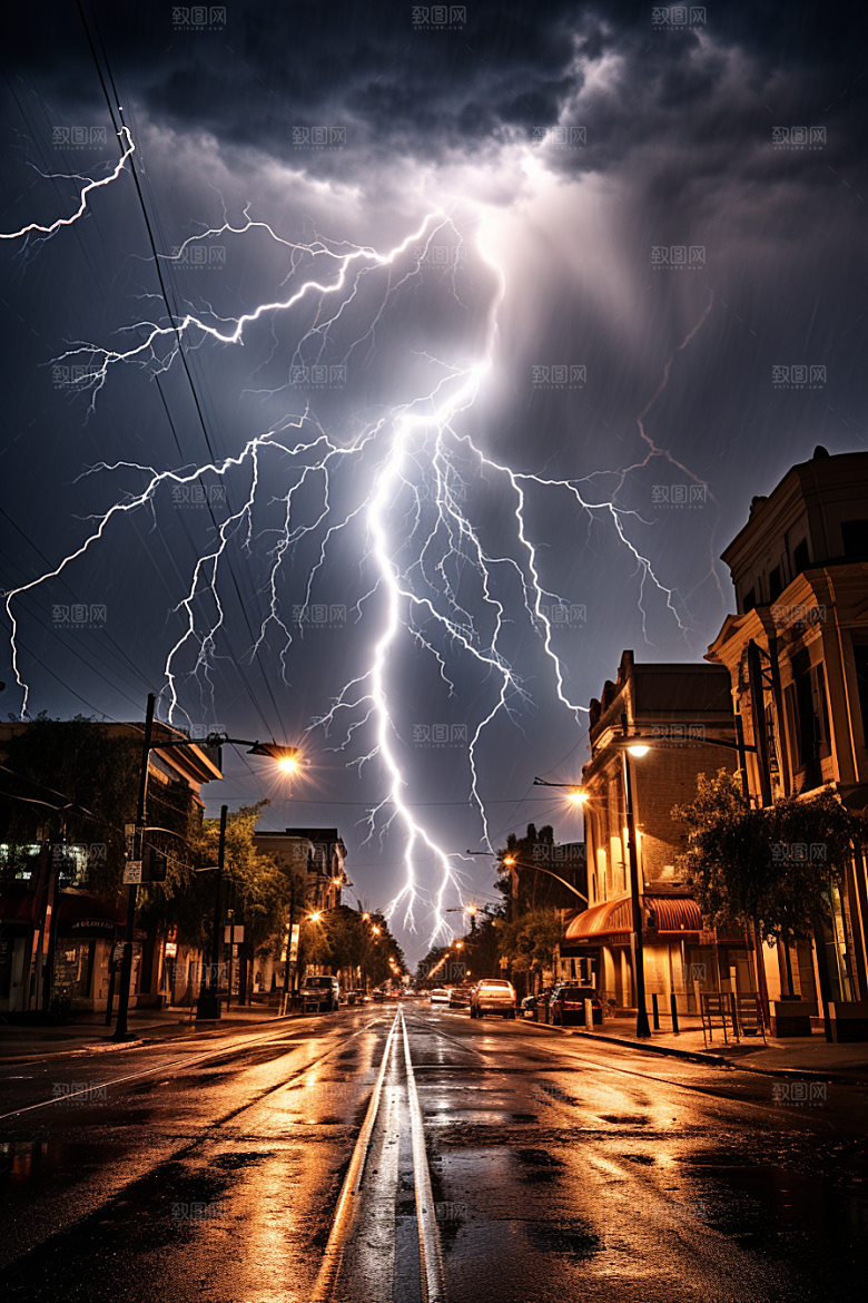 暴雨闪电恶劣天气雷暴摄影图