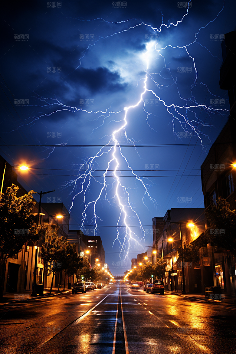 暴雨闪电自然现象高清摄影图
