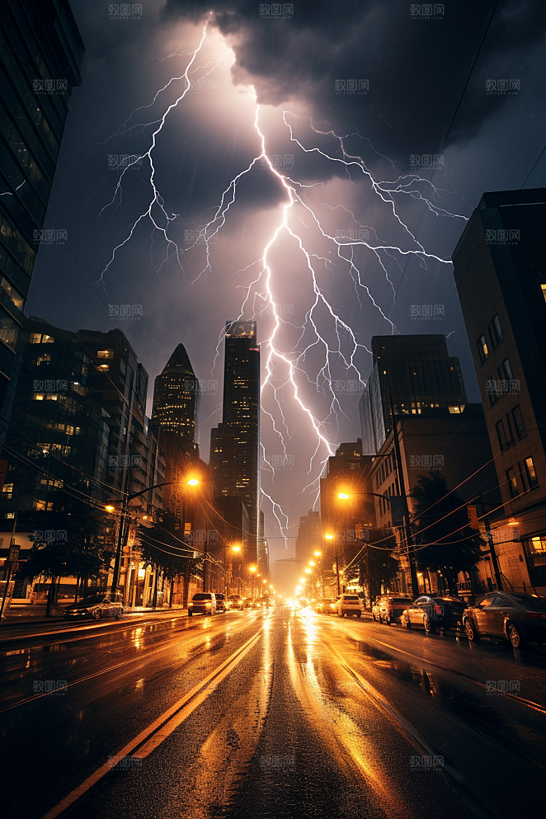 暴雨闪电气象高清摄影图