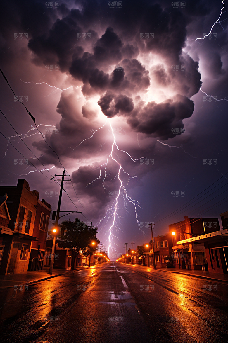 暴雨闪电雷暴自然现象摄影图