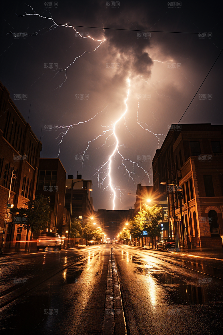 暴雨闪电高清雷雨摄影图