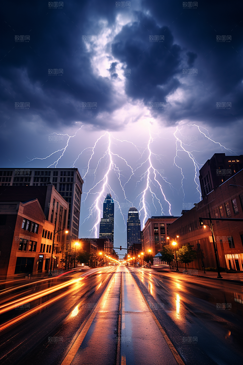 暴雨闪电高清雷暴摄影图