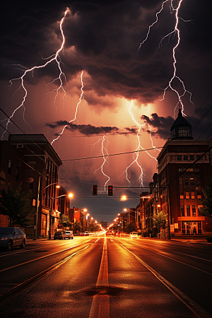 暴雨闪电自然现象自然灾害摄影图