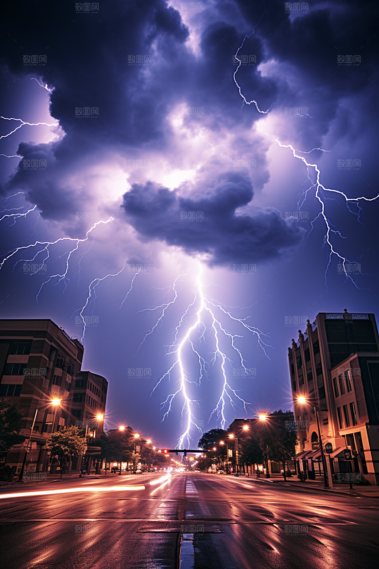 暴雨闪电雷雨恶劣天气摄影图