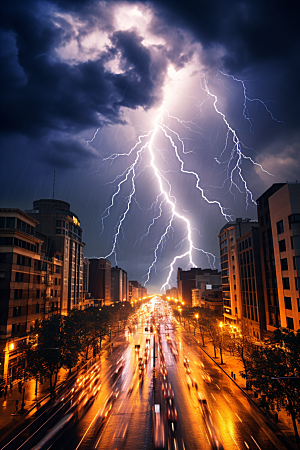 暴雨闪电雷雨电闪雷鸣摄影图