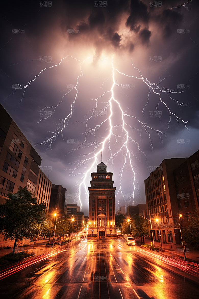 暴雨闪电高清自然现象摄影图