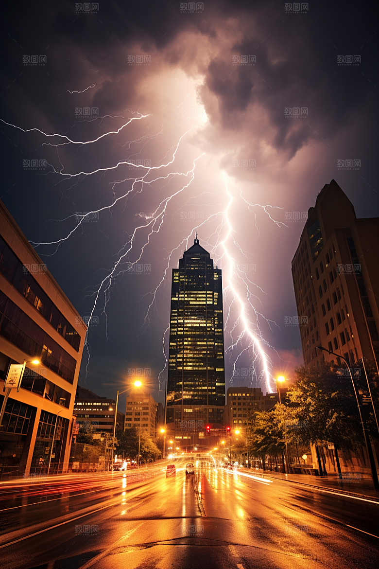 暴雨闪电电闪雷鸣雷暴摄影图