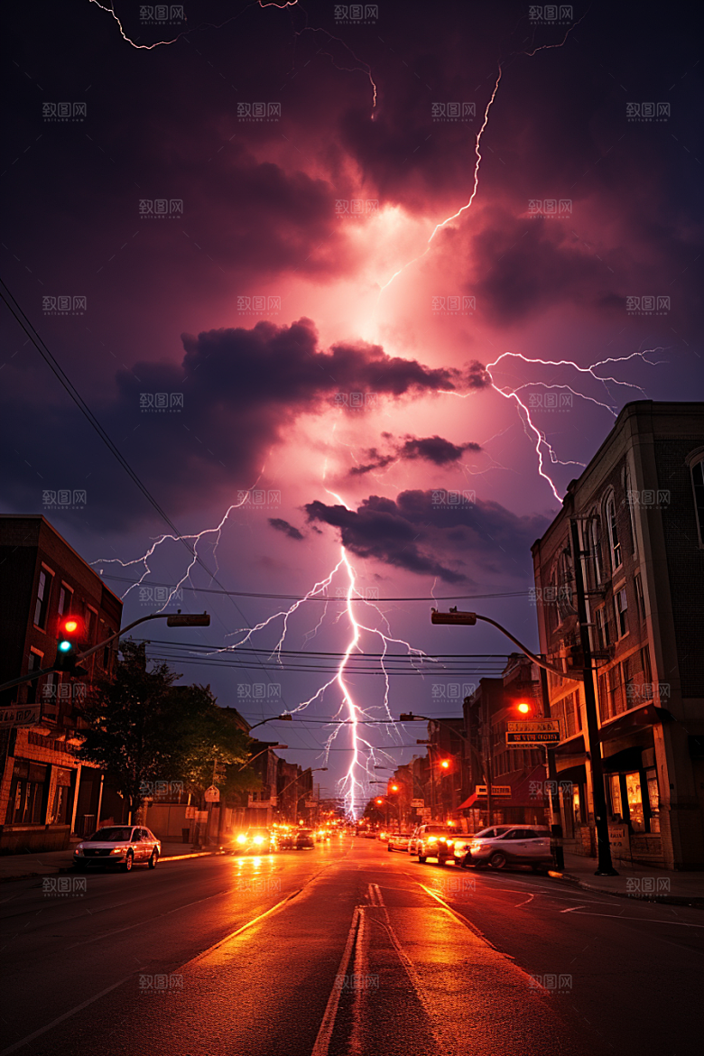 暴雨闪电自然灾害雷雨摄影图