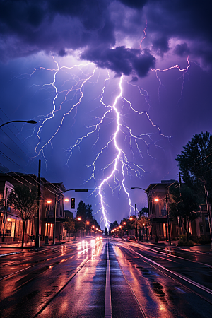 暴雨闪电恶劣天气高清摄影图