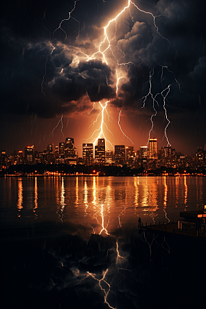 暴雨闪电自然灾害高清摄影图