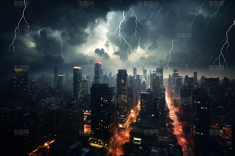 暴雨闪电高清自然现象摄影图