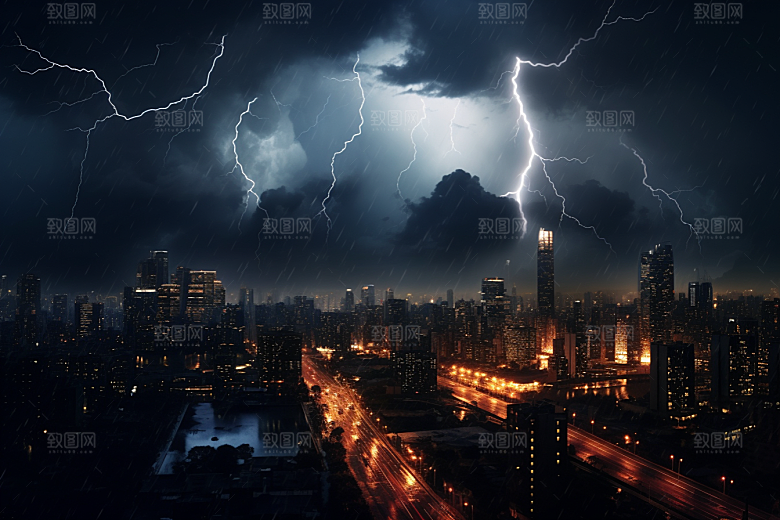 暴雨闪电高清自然现象摄影图