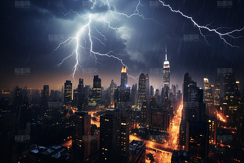 暴雨闪电自然灾害恶劣天气摄影图