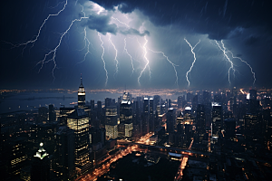 暴雨闪电气象雷雨摄影图