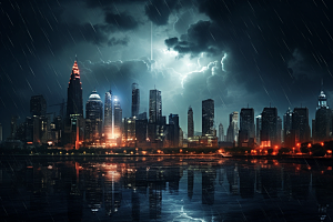 暴雨闪电雷雨电闪雷鸣摄影图