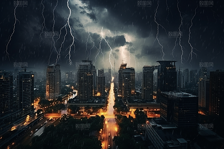 暴雨闪电高清自然现象摄影图